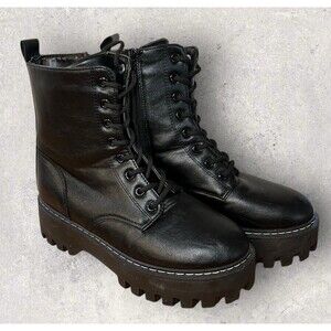 Rouge Size 8 Chunky Platform Combat Boots Black Faux Leather Broadway 03